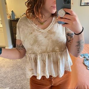 mustard yellow tie died short sleeve top size L Large